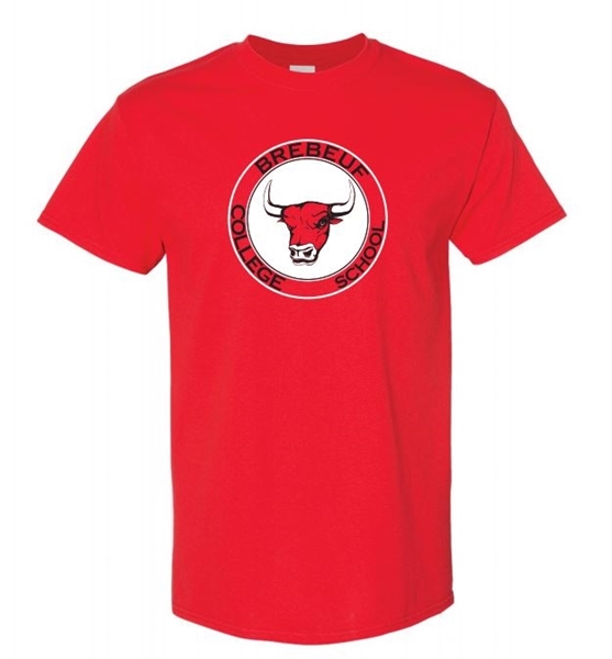 Picture of Brebeuf Logo Crest  Adult T Shirt (Red Front)